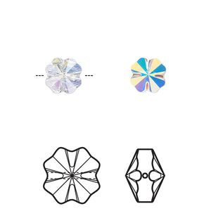 Bead 6pk crystal AB, Crystal Passions&reg; 8mm clover 5752