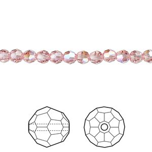 Bead 144pk light rose shimmer, Crystal Passions&reg; 4mm round 5000