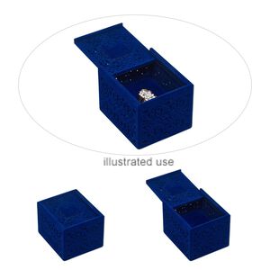 Box, ring, flocked and padded velveteen / acrylic / steel, cobalt, 2-3/4 x 2-3/8 x 2 inch rectangle with slide opening. Sold individually.