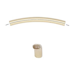 Bead 1pkg6 gold-finished, 34x5mm curved oval tube, brass