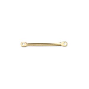 Link, gold-plated brass, 17x2mm flat end bar. Sold per pkg of 100.