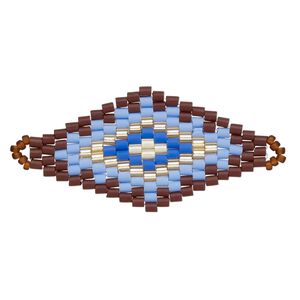 Focal, Creative Touch, glass, topaz brown / lilac / pale gold, 38x20mm double-sided diamond. Sold individually.