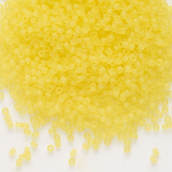 Seed bead, Delica&reg;, glass, pkg/50g, #11 round, translucent matte yellow (DB-0743). image number 0