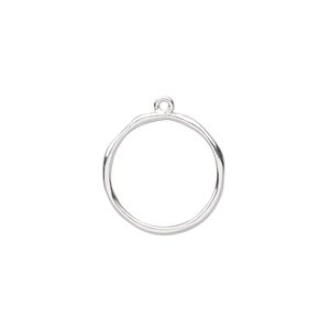Drop, Amoracast&reg;, sterling silver, 16mm two-sided open organic round. Sold individually.