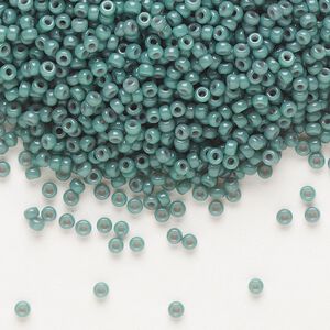 Seed bead, Miyuki, glass, pkg/25g, #11 rocaille, Duracoat&reg; opaque outside dyed eucalyptus, (RR-4481).