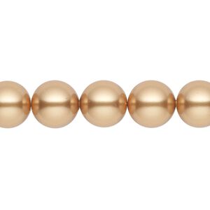 Pearl 25pk bright gold, Crystal Passions&reg; 10mm round 5810