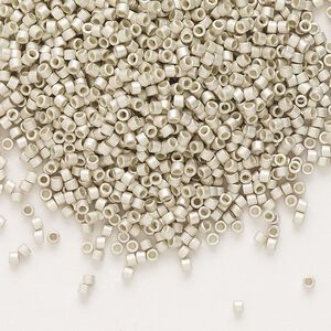 Seed bead, Delica&reg; 1pkg250g glass, #11 round, opaque semi-matte galvanized silver / outside dyed (DB-1151)
