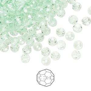 Bead 24pk chrysolite, Preciosa Czech crystal 4mm round