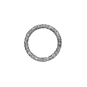 Jump ring 1pkg1 sterling silver, 16mm closed hammered round, 12 gauge / 12.8mm inside diameter / antiqued