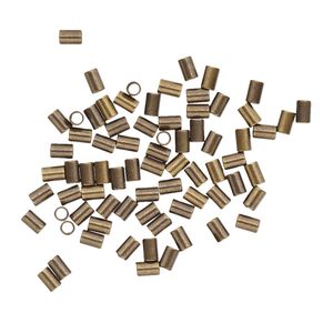 Crimp 1pkg500 gold-plated, 3x2mm round tube / 1.4mm inside diameter, brass / antiqued