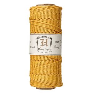 Cord, Hemptique&reg;, polished hemp, gold, 1mm diameter, 20-pound test. Sold per 205-foot spool.