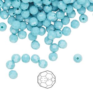 Bead 720pk turquoise, Preciosa Czech crystal 4mm round