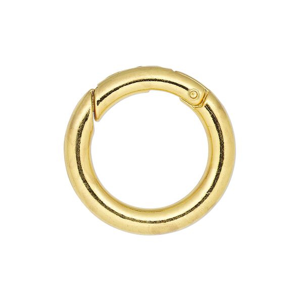 Clasp self-closing hook 1pkg4 "pewter" (zinc alloy), 25mm round, gold-finished steel 1-strand image number 0