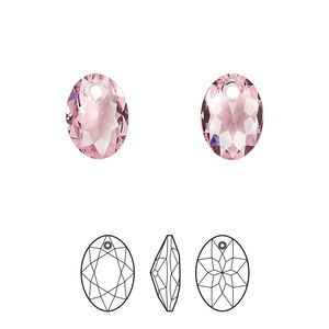 Drop 2pk light rose, Crystal Passions&reg; 11.5mm pendant elliptic cut 6438