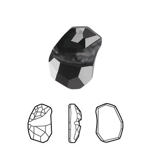 Fancy stone 1pk jet, Crystal Passions&reg; 19x13mm flat divine rock 4787