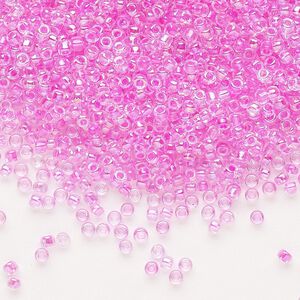 Seed bead, Dyna-Mites&trade;, glass 1pkg0.5kg, #11 round, translucent inside dyed color rainbow dusty rose (309 11/0 RR)