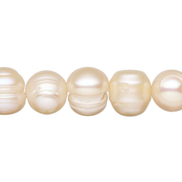 Freshwater pearl 1pkg1, semi-round natural, 15 inch peach 10-12mm cultured image number 0
