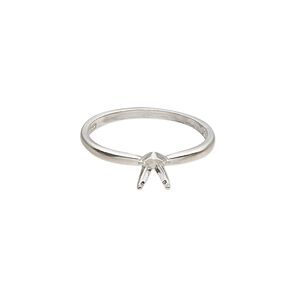 Ring, Sure-Set&trade;, sterling silver, 5mm 4-prong round setting, size 6-7. Sold individually.