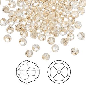 Bead 144pk crystal golden shadow, Crystal Passions&reg; 4mm round 5000