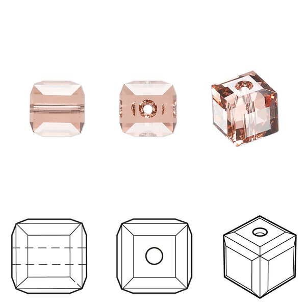 Bead 96pk rose peach, Swarovski&reg; 8mm cube 5601 image number 0