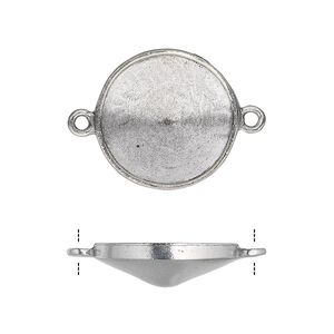 Link, Almost Instant Jewelry&reg;, antiqued pewter (tin-based alloy), 21mm round with 18mm rivoli setting. Sold individually.
