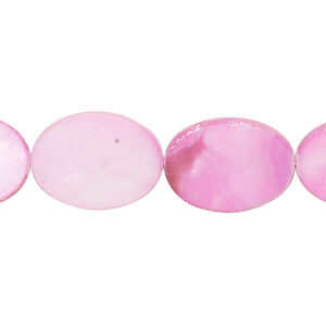 Mother-of-pearl shell 1pkg1, flat oval bead 15 inch pink rose 17x12mm-18x14mm