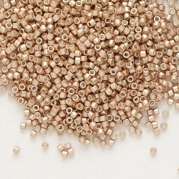 Seed bead, Delica&reg; 1pkg250g glass, #11 round, opaque semi-matte galvanized champagne / outside dyed (DB-1152) image number 0