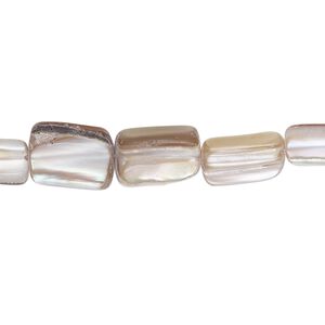 Mother-of-pearl shell 1pkg1, chip / stick beads 15 inch green and brown, medium to large chip / 10x7mm-11x8mm stick
