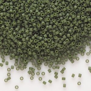Seed bead, Delica&reg;, glass, pkg/250g, #11 round, opaque matte glazed avocado (DB-2291).