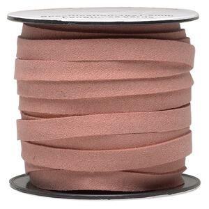Cord, faux suede, rose, 10mm flat. Sold per 25-yard spool.