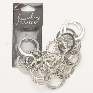 Chain 1pkg1 cable, 23mm textured round, antique silver-finished steel 18 inch