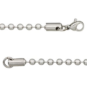 Chain 1pkg1 ball, 3.2mm / lobster claw clasp, stainless steel 18 inch