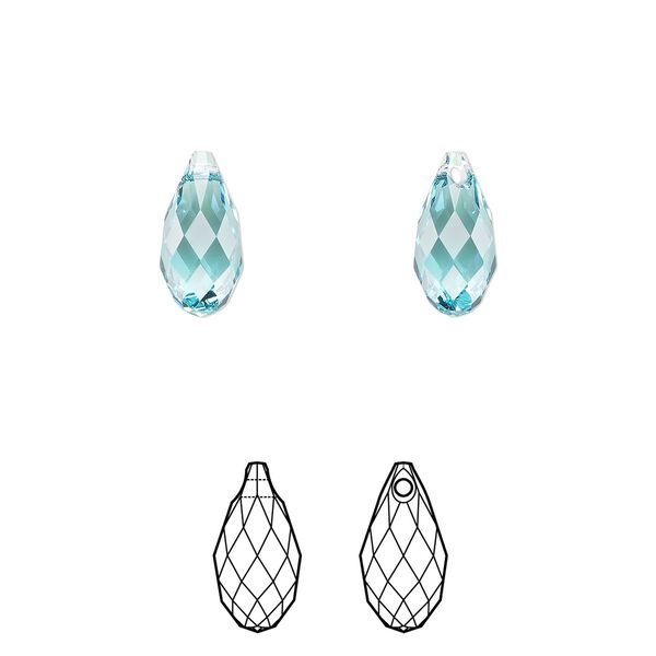 Briolette 144pk light turquoise, Swarovski&reg; 11x5.5mm pendant drop 6010 image number 0