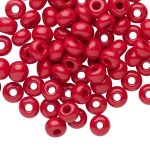 Seed bead, Preciosa Ornela Czech glass, pkg/50g, #2 rocaille, opaque ruby red, (93210).