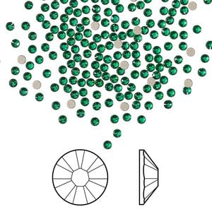 Flat back 144pk majestic green foil back, Crystal Passions&reg; 1.7-1.9mm rose round SS5 2058