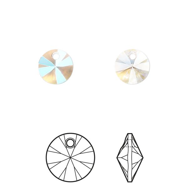 Drop 144pk crystal shimmer, Swarovski&reg; 8mm pendant mini disk 6428 image number 0