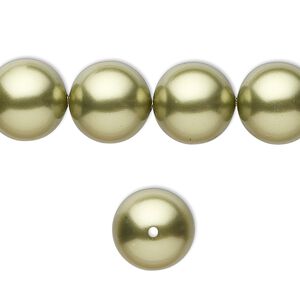 Pearl 100pk light green, Swarovski&reg; 12mm round 5810