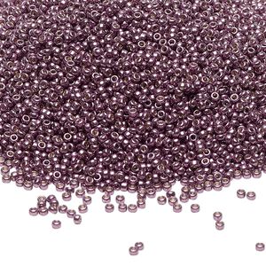 Seed bead, Miyuki 1pkg35g glass, #15 rocaille, Duracoat&reg; opaque galvanized eggplant / outside dyed (RR-4220)