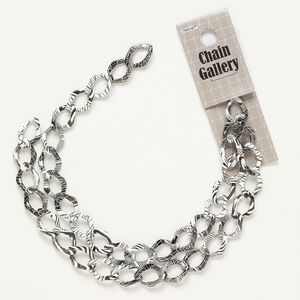 Chain anodized aluminum 1pk 11mm curb, black white 17 inch