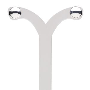Earstud, sterling silver, 8mm half-round with post. Sold per pair.