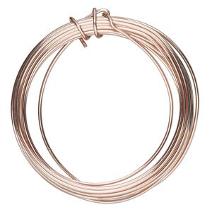 Wire, ParaWire&trade;, rose gold-finished copper, round, 16 gauge. Sold per 15-foot section.