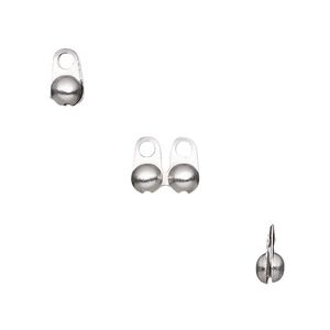 Bead tip side clamp-on 1pkg10 stainless steel, 8x4mm / 2 closed loops / fits 3.2mm ball, Hot Tips&reg;