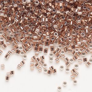 Seed bead, Delica&reg;, glass, pkg/250g, #15 round, transparent copper-lined crystal clear (DBS-0037).