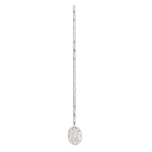Paddle pin 1pkg1 sterling silver, 1.5 inch / oval, 22 gauge rhodium-plated