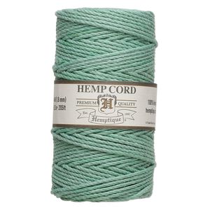 Cord, Hemptique&reg;, polished hemp, light green, 1.8mm, 48-pound test. Sold per 205-foot spool.
