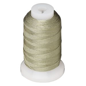 Thread, Purely Silk&trade;, dark green, size F. Sold per 140-yard spool.
