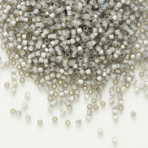 Seed bead, Delica&reg; 1pkg50g glass, #11 round, translucent silver-lined smoke grey / outside dyed (DB-0630)