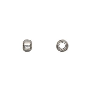 Bead 1pkg2 sterling silver, 6x4mm rondelle, antiqued Hill Tribes
