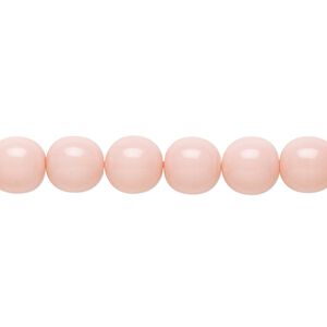 Bead, Czech dipped d&eacute;cor glass druk, light pink, 8mm round. Sold per 15-1/2" to 16" strand.