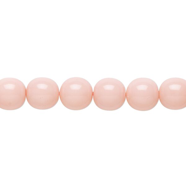 Bead, Czech dipped d&eacute;cor glass druk, light pink, 8mm round. Sold per 15-1/2" to 16" strand. image number 0